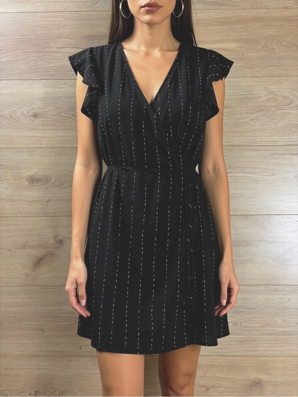 Anthropologie Black Mini Wrap Dress XS